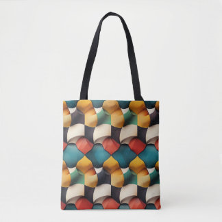 Vibrant 3D Petal Wave Geometric in Bold Colour Tote Bag