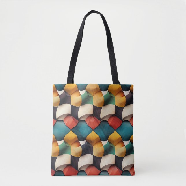 Vibrant 3D Petal Wave Geometric in Bold Colour Tote Bag (Front)