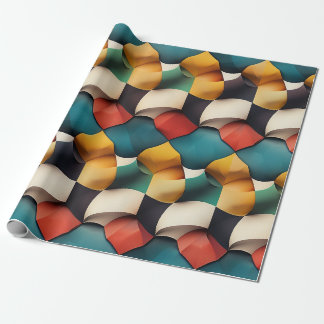 Vibrant 3D Petal Wave Geometric in Bold Colour Wrapping Paper