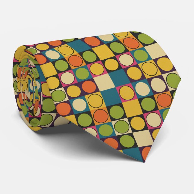 Vibrant 70s Geometric Tie (Rolled)