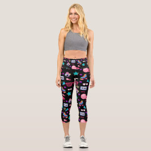 Vibrant 80s design capri leggings