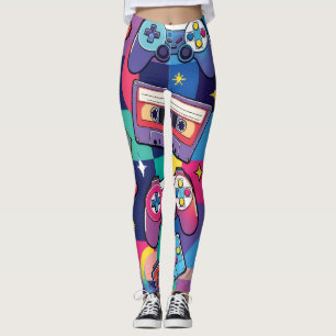vibrant 90s pop culture leggings