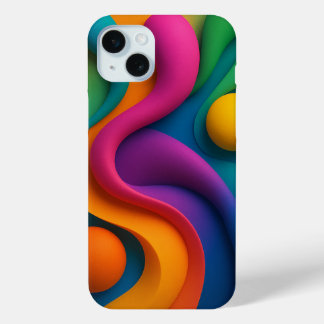 Vibrant Abstract 3D Shapes  iPhone 15 Mini Case