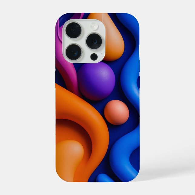 Vibrant Abstract 3D Shapes iPhone Case (Back)
