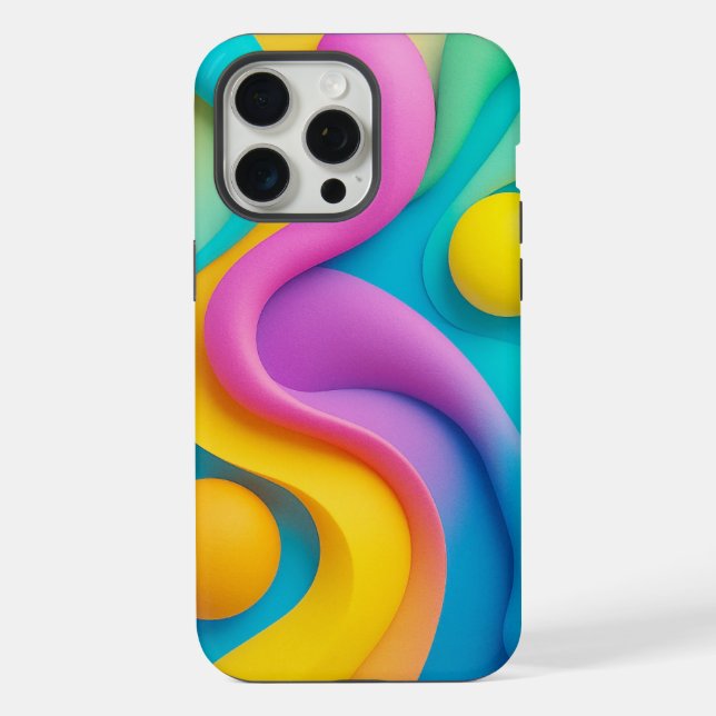 Vibrant Abstract 3D Shapes  iPhone Case (Back)