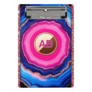 Vibrant Abstract Agate Pattern with Glittering Mini Clipboard