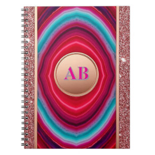 Vibrant Abstract Agate Pattern with Glittering Notebook