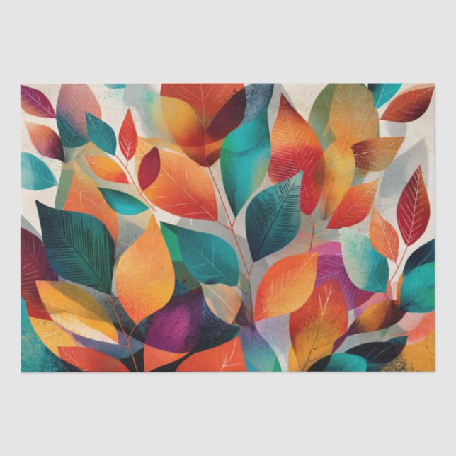 Vibrant Abstract Autumn Leaves Tissue Paper (Front)