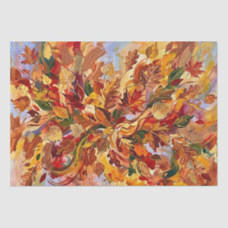 Vibrant Abstract Autumn Leaves Tissue Paper