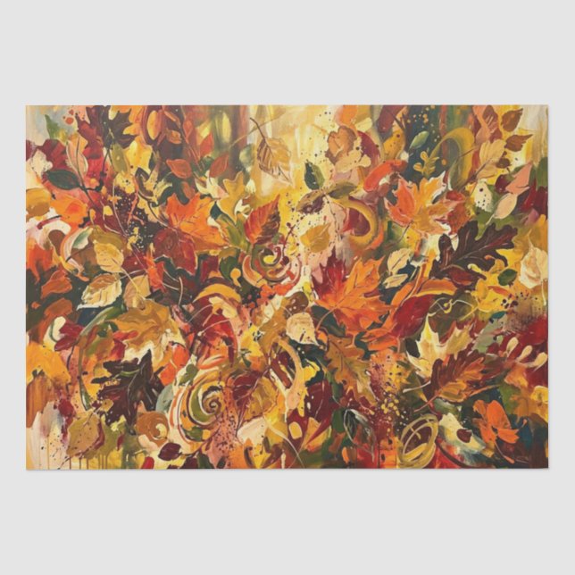 Vibrant Abstract Autumn Leaves Tissue Paper (Front)