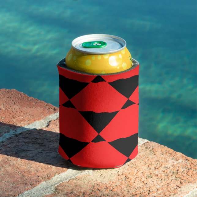 Vibrant Abstract Black and Red Art Print Can Cooler (In Situ Pool)