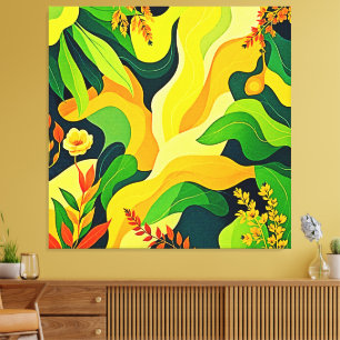 Vibrant Abstract Botanical Art Canvas Print