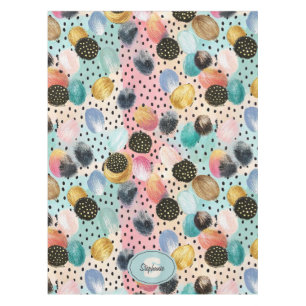 Vibrant Abstract Brushstroke & Polka Dot Pattern Tablecloth