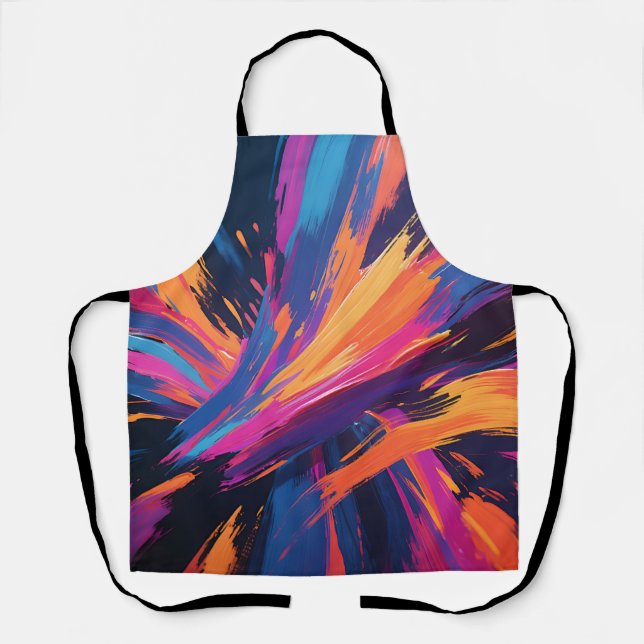 Vibrant Abstract Brushstrokes Colour Explosion Apron (Front)