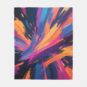 Vibrant Abstract Brushstrokes Colour Explosion Fleece Blanket