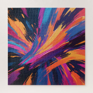 Vibrant Abstract Brushstrokes Colour Explosion Jigsaw Puzzle