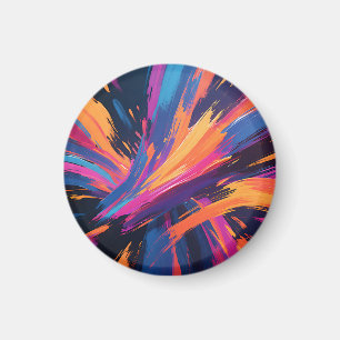 Vibrant Abstract Brushstrokes Colour Explosion Magnet
