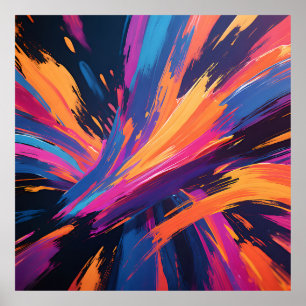 Vibrant Abstract Brushstrokes Colour Explosion Poster
