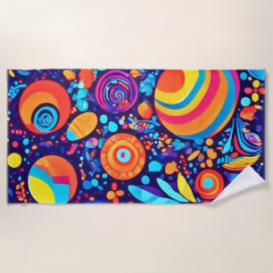 Vibrant Abstract Bubble Universe Beach Towel
