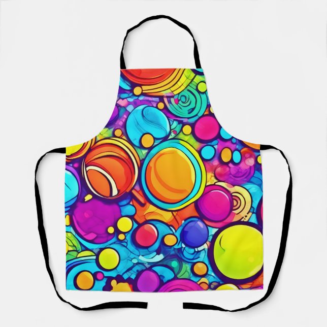 Vibrant Abstract Bubbles Artwork Apron (Front)