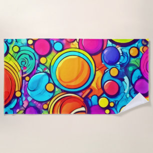 Vibrant Abstract Bubbles Artwork Beach Towel