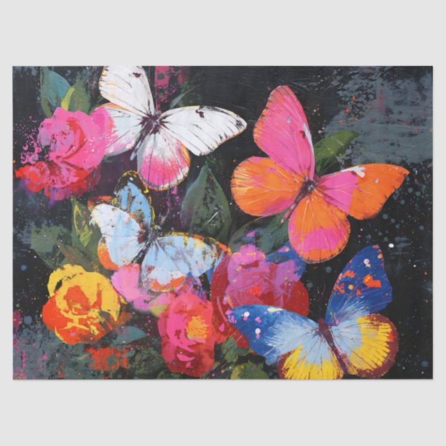 Vibrant Abstract Butterfly Flight (10) Tissue Paper (Front)