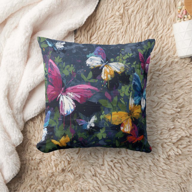 Vibrant Abstract Butterfly Flight (1) Cushion (Blanket)