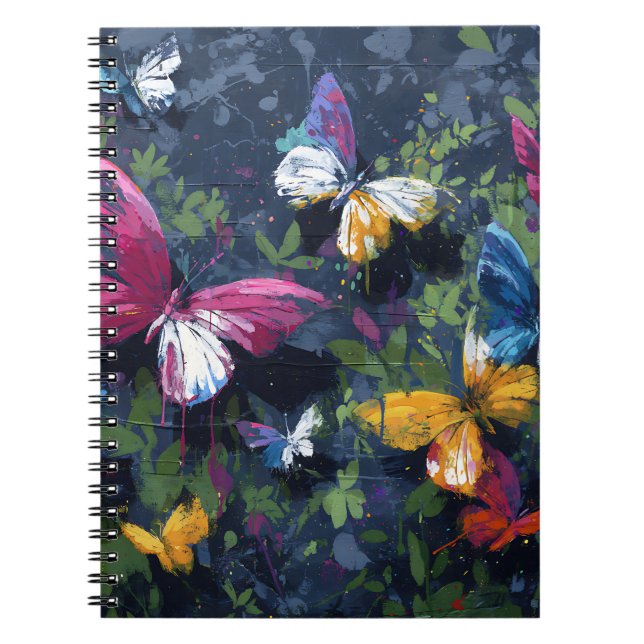 Vibrant Abstract Butterfly Flight (1) Notebook (Front)
