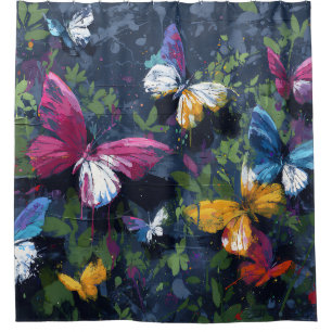 Vibrant Abstract Butterfly Flight (1) Shower Curtain