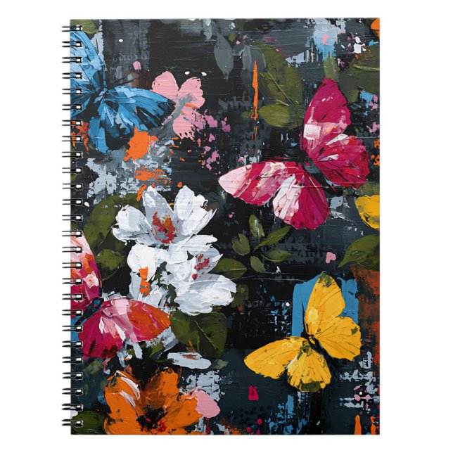 Vibrant Abstract Butterfly Flight (2) Notebook (Front)