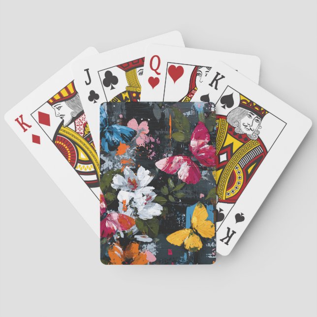 Vibrant Abstract Butterfly Flight (2) Playing Cards (Back)