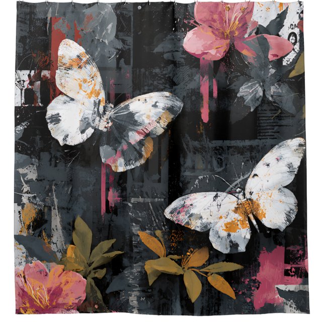 Vibrant Abstract Butterfly Flight (3) Shower Curtain (Front)