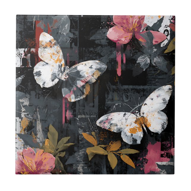 Vibrant Abstract Butterfly Flight (3) Tile (Front)