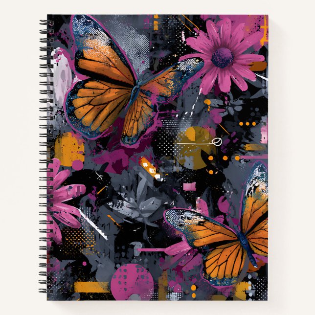 Vibrant Abstract Butterfly Flight (4) Notebook (Front)