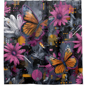 Vibrant Abstract Butterfly Flight (4) Shower Curtain