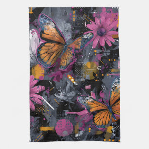 Vibrant Abstract Butterfly Flight (4) Tea Towel