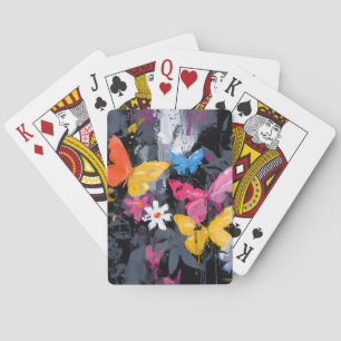 Vibrant Abstract Butterfly Flight (5) Playing Cards