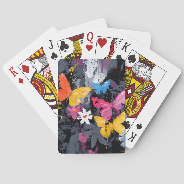 Vibrant Abstract Butterfly Flight (5) Playing Cards (Back)