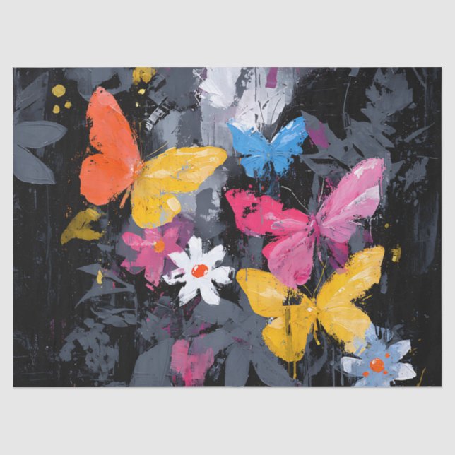 Vibrant Abstract Butterfly Flight (5) Tissue Paper (Front)