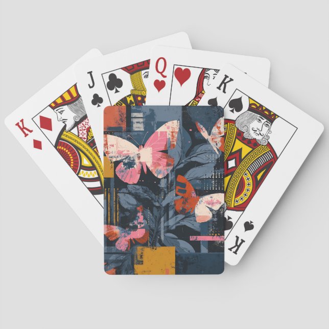 Vibrant Abstract Butterfly Flight (6) Playing Cards (Back)