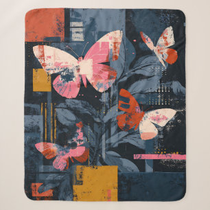 Vibrant Abstract Butterfly Flight (6) Sherpa Blanket