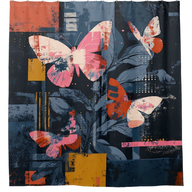 Vibrant Abstract Butterfly Flight (6) Shower Curtain (Front)