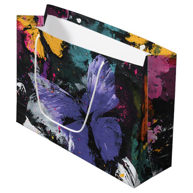Vibrant Abstract Butterfly Flight (7) Large Gift Bag (Front Angled)