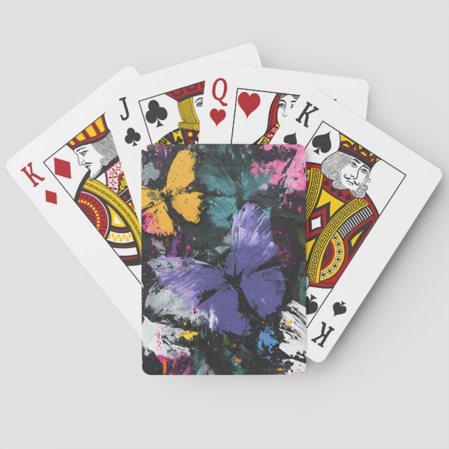 Vibrant Abstract Butterfly Flight (7) Playing Cards (Back)