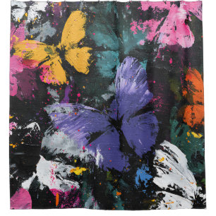 Vibrant Abstract Butterfly Flight (7) Shower Curtain