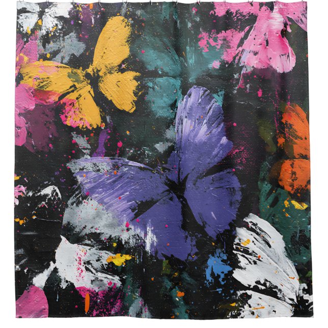 Vibrant Abstract Butterfly Flight (7) Shower Curtain (Front)
