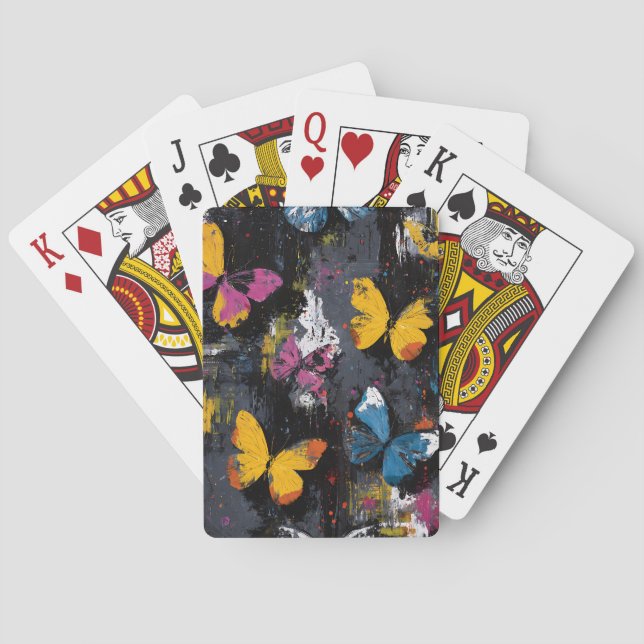 Vibrant Abstract Butterfly Flight (8) Playing Cards (Back)