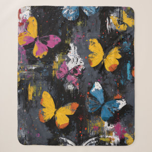 Vibrant Abstract Butterfly Flight (8) Sherpa Blanket