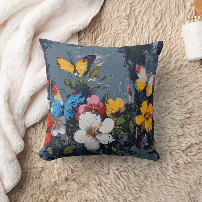 Vibrant Abstract Butterfly Flight (9) Cushion (Blanket)