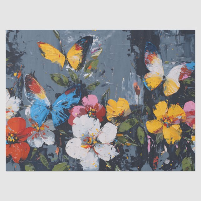Vibrant Abstract Butterfly Flight (9) Tissue Paper (Front)